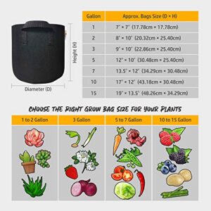 Zegos Grow Bags 15 Gallon 5 Packs Fabric Plant Pots with Heavy Duty Thickened Nonwoven Fabric and Handles for Indoor&Outdoor Garden Plants, Vegetable, Flowers, Potato (1 Pack Pruning Snips Included)