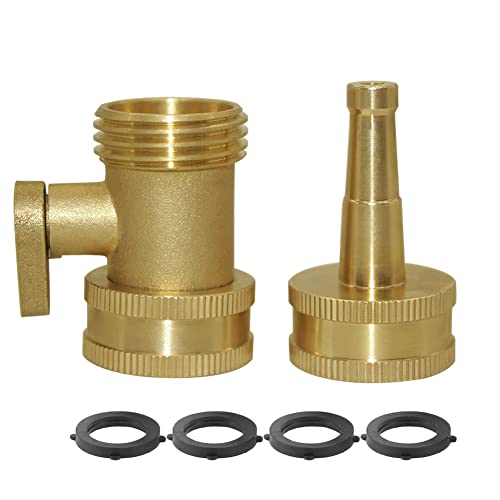 Hooshing Heavy Duty Brass Jet Nozzle High Pressure Jet Sweeper Sprayer Nozzle with Garden Hose Shut Off Valve 3/4" GHT Connector