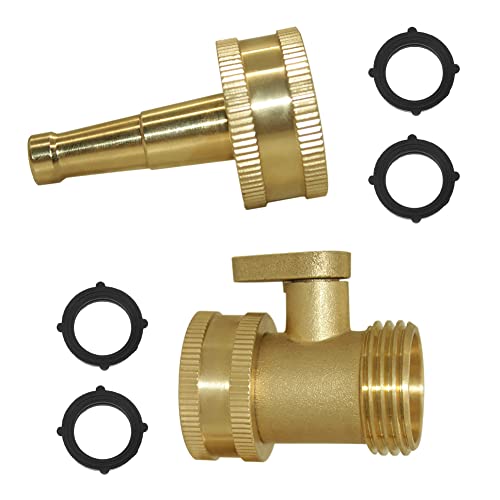 Hooshing Heavy Duty Brass Jet Nozzle High Pressure Jet Sweeper Sprayer Nozzle with Garden Hose Shut Off Valve 3/4" GHT Connector