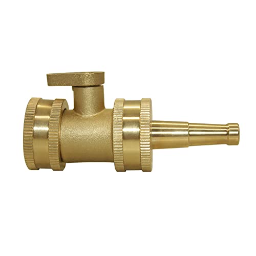 Hooshing Heavy Duty Brass Jet Nozzle High Pressure Jet Sweeper Sprayer Nozzle with Garden Hose Shut Off Valve 3/4" GHT Connector