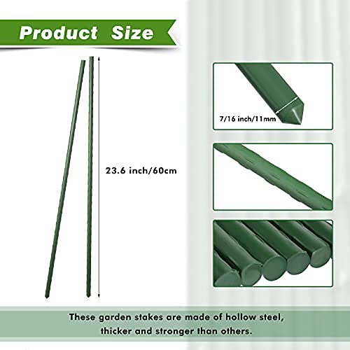 Hotop 35 Pieces 24 Inch Garden Stakes 2 Ft Garden Stakes Plant Support Plastic Coated Plant Stakes Tomato Sturdy Metal Stakes
