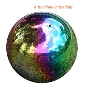 Kunjocy Stainless Steel Gazing Ball, 8 Pcs 50-150mm Rainbow Mirror Hollow Ball Reflective Garden Sphere, Floating Pond Balls Gazing Globe for Home Garden Decorations (8 Pcs Mix)