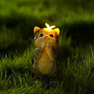 Pohabery Garden Outdoor Decor Cat Statue with Solar Butterfly Light Cat Garden Decor Solar Cat Yard Decor for Patio, Balcony, Yard, Lawn Ornament