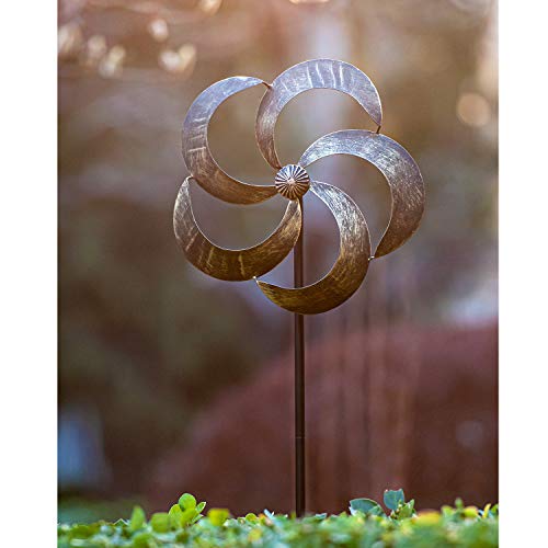 Wind Spinner Iris 61in Single Blade Easy Spinning Kinetic Wind Spinner for Outside – Vertical Metal Sculpture Stake Construction for Outdoor Yard Lawn & Garden