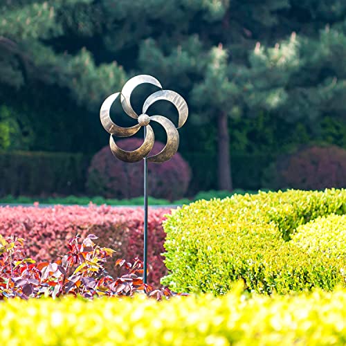 Wind Spinner Iris 61in Single Blade Easy Spinning Kinetic Wind Spinner for Outside – Vertical Metal Sculpture Stake Construction for Outdoor Yard Lawn & Garden