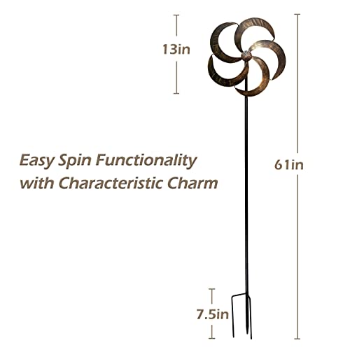 Wind Spinner Iris 61in Single Blade Easy Spinning Kinetic Wind Spinner for Outside – Vertical Metal Sculpture Stake Construction for Outdoor Yard Lawn & Garden