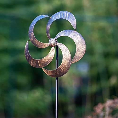 Wind Spinner Iris 61in Single Blade Easy Spinning Kinetic Wind Spinner for Outside – Vertical Metal Sculpture Stake Construction for Outdoor Yard Lawn & Garden