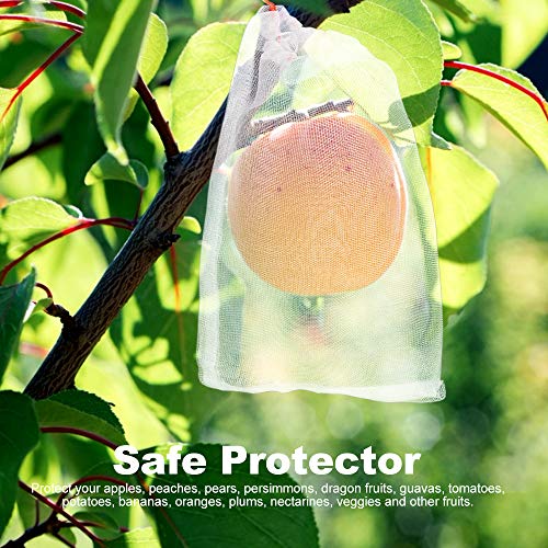 YGDZ Fruit Protection Bags, 25pcs 12"x8" Fruit Netting Bags Garden Garden Netting Bags Fruit Tree Bags Drawstring Nylon Mesh Netting Barrier Bag for Protecting Fruits and Vegetables