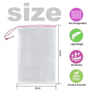 YGDZ Fruit Protection Bags, 25pcs 12"x8" Fruit Netting Bags Garden Garden Netting Bags Fruit Tree Bags Drawstring Nylon Mesh Netting Barrier Bag for Protecting Fruits and Vegetables