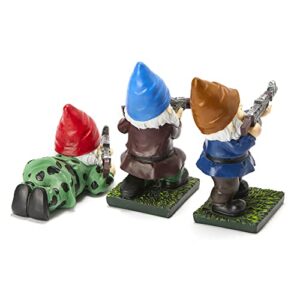 Military Soldier Garden Gnomes | Set of 3 | Gnome Army Combat Soldier Guardian - Lawn Statues Guns , Porch & Yard Art Decor, Hunting, Patriotic, AK47, Gun, Shotgun Lover, Indoor & Outdoor Valentines