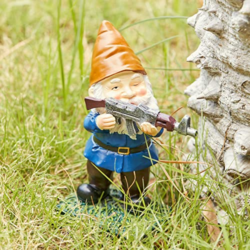 Military Soldier Garden Gnomes | Set of 3 | Gnome Army Combat Soldier Guardian - Lawn Statues Guns , Porch & Yard Art Decor, Hunting, Patriotic, AK47, Gun, Shotgun Lover, Indoor & Outdoor Valentines