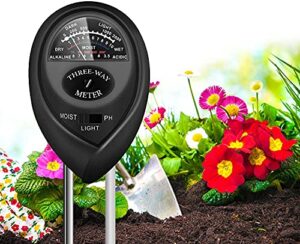 chiciris 3 in 1 function soil tester, soil ph meter plant ph moisture meter soil moisture/ph/light tester for gardening tool kits for garden, farm, lawn, indoor & outdoor