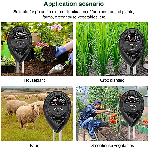 CHICIRIS 3 in 1 Function Soil Tester, Soil pH Meter Plant PH Moisture Meter Soil Moisture/pH/Light Tester for Gardening Tool Kits for Garden, Farm, Lawn, Indoor & Outdoor