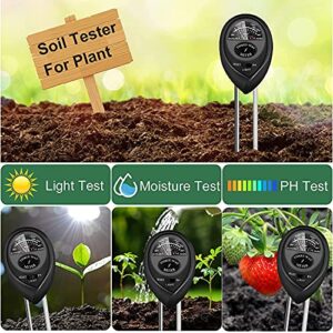 CHICIRIS 3 in 1 Function Soil Tester, Soil pH Meter Plant PH Moisture Meter Soil Moisture/pH/Light Tester for Gardening Tool Kits for Garden, Farm, Lawn, Indoor & Outdoor