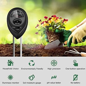 CHICIRIS 3 in 1 Function Soil Tester, Soil pH Meter Plant PH Moisture Meter Soil Moisture/pH/Light Tester for Gardening Tool Kits for Garden, Farm, Lawn, Indoor & Outdoor