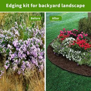 AGTEK 40FT Plastic Landscape Edging Kit 2in. Height No-Dig Garden Edging Border Lawn Edging Roll for Flower Bed Lawn Yard, Black with 36 Spikes