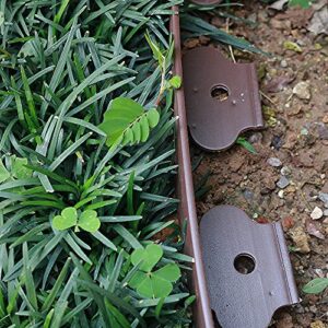 20 Ft Landscape Edging Kit, Brown Garden Edging Border with 20 Edging Stakes, Plastic Landscaping Edging Roll for Flower Bed Lawn Driveway Yard