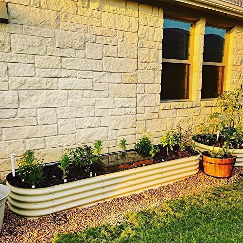 Vego garden Raised Garden Bed Kit, 17" Tall 10 in 1 Modular Raised Garden Beds Kit, Metal Planter Box for Vegetables, Flowers, Herbs, Pearl White