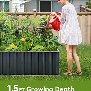 KING BIRD 101"x 36"x 18" Galvanized Raised Garden Bed 2 Installation Methods for DIY Outdoor Heightened Steel Metal Planter Kit Box for Deep-Rooted Vegetables, Flowers, Large Raised Bed Kit(Dark Grey)