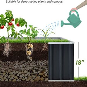 KING BIRD 101"x 36"x 18" Galvanized Raised Garden Bed 2 Installation Methods for DIY Outdoor Heightened Steel Metal Planter Kit Box for Deep-Rooted Vegetables, Flowers, Large Raised Bed Kit(Dark Grey)