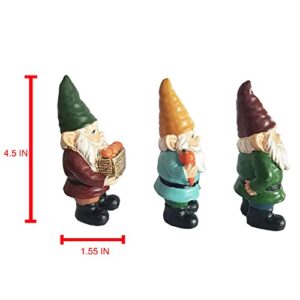 KIYFERC Polyresin Mini Gnomes for Garden Decoration Outdoor Small Status Patio Ornament Set of 3 Gnome