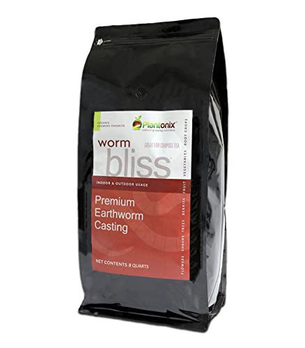 Worm Bliss - Pure Organic Earthworm Castings - All Natural Plant Fertilizer and Soil Enhancer - Potting Mix for Plants, Vegetables, Flowers, and Indoor and Outdoor Gardens (8 Quart)