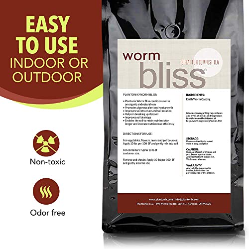 Worm Bliss - Pure Organic Earthworm Castings - All Natural Plant Fertilizer and Soil Enhancer - Potting Mix for Plants, Vegetables, Flowers, and Indoor and Outdoor Gardens (8 Quart)