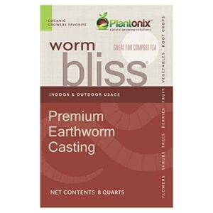 Worm Bliss - Pure Organic Earthworm Castings - All Natural Plant Fertilizer and Soil Enhancer - Potting Mix for Plants, Vegetables, Flowers, and Indoor and Outdoor Gardens (8 Quart)