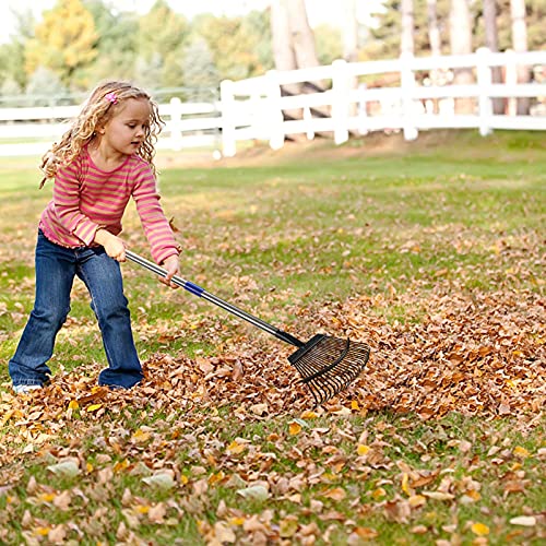 Garden Rake Leaf, 1.1" Diameter Pole & 6 FT Tall Stainless Steel Heavy Duty Adjustable Long Handle Garden Rake , Use for Yard Garden Lawn and Window Leaves（25 Tines）