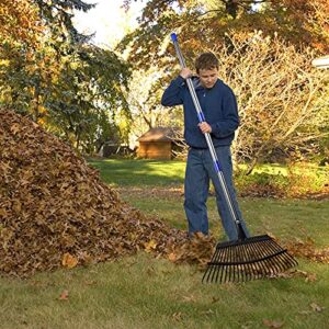 Garden Rake Leaf, 1.1" Diameter Pole & 6 FT Tall Stainless Steel Heavy Duty Adjustable Long Handle Garden Rake , Use for Yard Garden Lawn and Window Leaves（25 Tines）