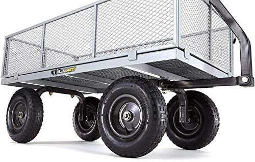 Gorilla Carts GOR1001-COM Heavy-Duty Steel Utility Cart with Removable Sides, 1000-lbs. Capacity, Gray