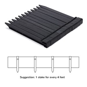 Black Plastic Garden Landscape Edging, 5” Tall Border Coil, Flexible and Strengthened with Anti-UV Treatment (20ft with 6pcs Stakes)