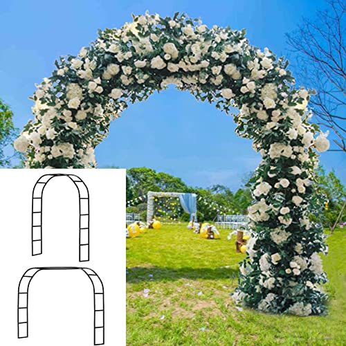 Metal Arch Arbor Garden Arch for Various Climbing Plants Pergola Archway Wedding Arch for Ceremony Bridal Party Backyard Archway Decorations Easy Assemble 2 Sizes Wide Arbor Round Top Black