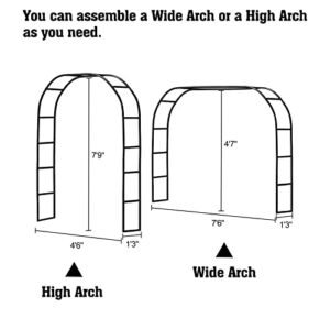 Metal Arch Arbor Garden Arch for Various Climbing Plants Pergola Archway Wedding Arch for Ceremony Bridal Party Backyard Archway Decorations Easy Assemble 2 Sizes Wide Arbor Round Top Black