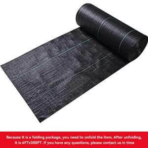 LGJIAOJIAO 6ftx300ft Weed Barrier Landscape Fabric Heavy Duty, Weed Block Gardening Ground Cover Mat, Weed Control Garden Cloth, Woven Geotextile Fabric for Underlayment, Commercial Driveway Fabric