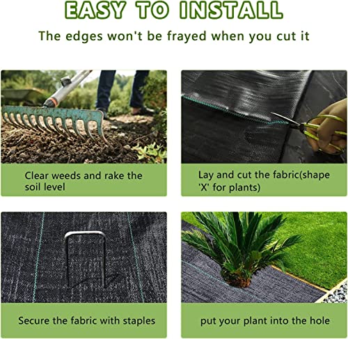 LGJIAOJIAO 6ftx300ft Weed Barrier Landscape Fabric Heavy Duty, Weed Block Gardening Ground Cover Mat, Weed Control Garden Cloth, Woven Geotextile Fabric for Underlayment, Commercial Driveway Fabric