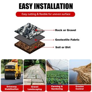 LGJIAOJIAO 6ftx300ft Weed Barrier Landscape Fabric Heavy Duty, Weed Block Gardening Ground Cover Mat, Weed Control Garden Cloth, Woven Geotextile Fabric for Underlayment, Commercial Driveway Fabric