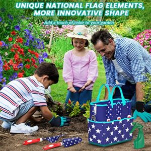 Wosnows Garden Tool Set, National Flag Style Stainless Steel Heavy Duty Gardening Tool Set, with Non-Slip Rubber Gloves, Durable Gardening Hand Tools Bag, Great Garden Tool Kit Gifts for Women and Men