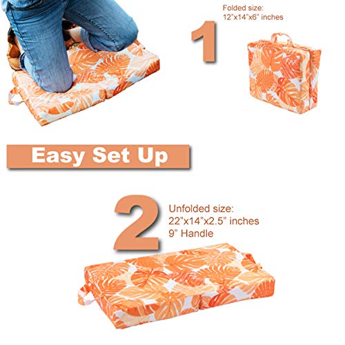 Raise Your Game Thick Gardening Kneeling Pad, Knee Pad Cushion for Garden Work, Large Thick Yard Kneeler (Orange)