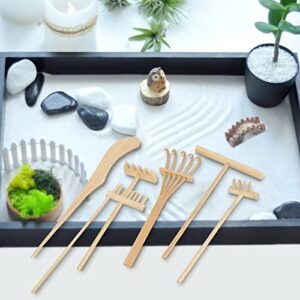 HOZEON 12 PCS Mini Zen Garden Rakes, Bamboo Zen Garden Rake Sets, Professional Sand Zen Garden Tools for DIY, Tranquil Meditation, Rustic Decoration, Gift Giving, Relief