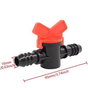 XtremeAmazing Drip Irrigation Barbed Ball Valve 16mm 1/2 Inch Tubing Shut-Off Gate Switch Hose Connectors for Agricultura Garden Pack of 10