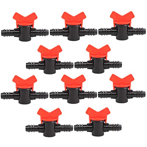 XtremeAmazing Drip Irrigation Barbed Ball Valve 16mm 1/2 Inch Tubing Shut-Off Gate Switch Hose Connectors for Agricultura Garden Pack of 10