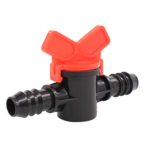 XtremeAmazing Drip Irrigation Barbed Ball Valve 16mm 1/2 Inch Tubing Shut-Off Gate Switch Hose Connectors for Agricultura Garden Pack of 10