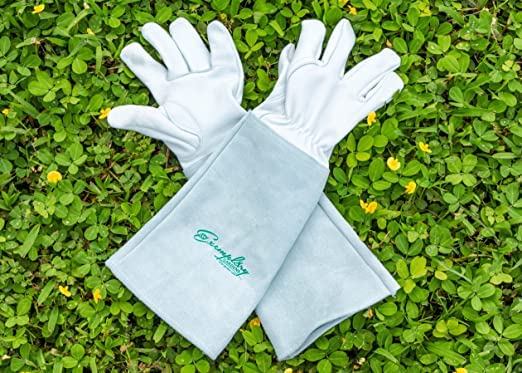 Rose Pruning Gloves for Men and Women - Thorn Proof Goatskin Leather Gardening Gloves with Gauntlet (Medium)