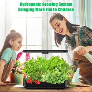 Hydroponics Growing System Indoor Garden Kit with Grow Lights for Home Inside Kitchen Plants Vegetables Flowers,WANCHI 12 Pods Indoor Gardening Smart Garden, Unique House Warming Gifts, Black