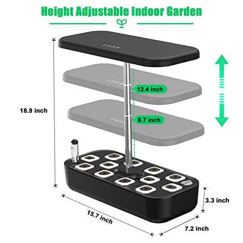 Hydroponics Growing System Indoor Garden Kit with Grow Lights for Home Inside Kitchen Plants Vegetables Flowers,WANCHI 12 Pods Indoor Gardening Smart Garden, Unique House Warming Gifts, Black