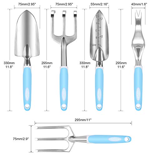 Codirom Garden Tools Set 5PCS Gardening Tools Planting Trowel Garden Shovel Garden Rake Transplant Tools