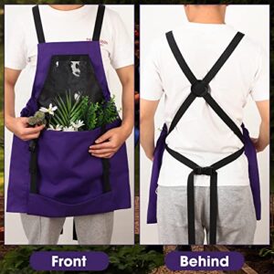 Janmercy 2 Pack Gardening Apron with Pockets Adjustable Garden Apron with Quick Release Pockets for Harvesting Gardening Weeding Waterproof Garden Apron Gardening Gifts for Women Men