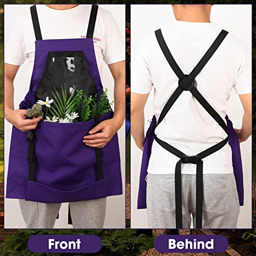 Janmercy 2 Pack Gardening Apron with Pockets Adjustable Garden Apron with Quick Release Pockets for Harvesting Gardening Weeding Waterproof Garden Apron Gardening Gifts for Women Men