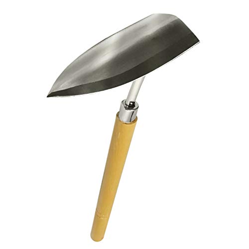 Tomerry Japanese Garden Landscaping Triangle Hoe with Stainless Steel Blade & Wood Handle